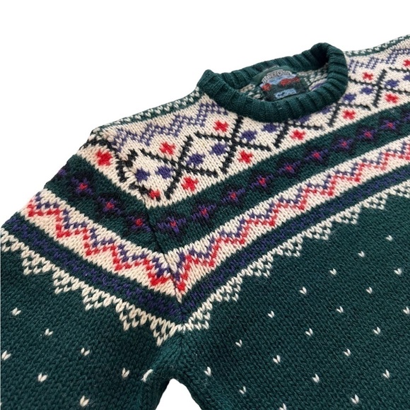 Beaver Canoe Fair Isle Vintage Knit Shetland Wool Sweater - Size Medium - Picture 5 of 9